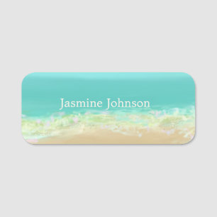 Aqua Blue Water Strand Sommerhochzeit Namensschild