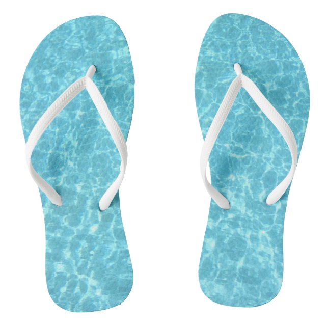 Aqua Blue Water weiße Schlammbänder Erwachsene Tre Flip Flops (Fußbett)