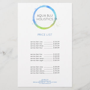 Aqua Blue Watercolor Painted Circle Logo Flyer