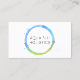 Aqua Blue Watercolor Painted Circle Logo Visitenkarte