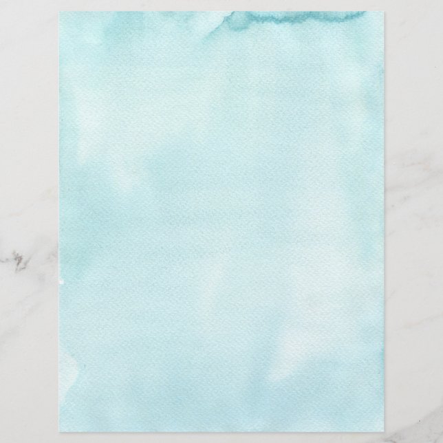 Aqua Blue Watercolor Painted Paper (Vorderseite)