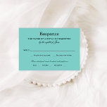 Aqua Blue Wedding RSVP Karte<br><div class="desc">Hochzeitskarten zeichnen sich durch einen schicken Designstil aus. Personalisieren Sie die RSVP-Karte mit Ihrem Fälligkeitsdatum,  dem Antwortschreiben und den Optionen für das Abendessen. Aqua / Rotwein's Eiklar,  Schwarz und Weiß Farbschema.</div>