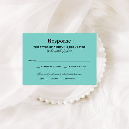 Aqua Blue Wedding RSVP Karte