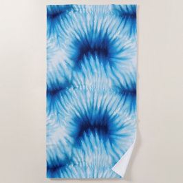 Aqua Blue White Gefärbte Krawatte Strandtuch