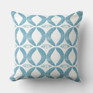 Aqua Blue & White Geometric Throw Kissen