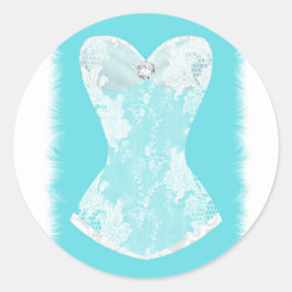 Aqua Blue & White Glam Lingerie Dusche Gastgeschen Runder Aufkleber