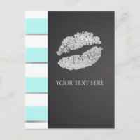Aqua Blue & White Imitate Silberschimmer Lippen Ev
