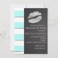 Aqua Blue & White Imitats Silver Lips Kiss Party