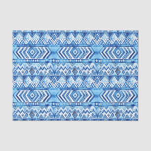 Aqua Blue White Tribal Stripes Birthday Seidenpapier