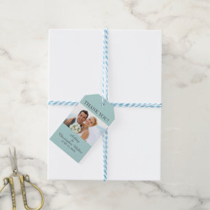 Aqua Blue White Tropical Wedding Vielen Dank Geschenkanhänger