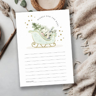 Aqua Blue Winter Schlitten Wünsche für Baby Dusche Begleitkarte