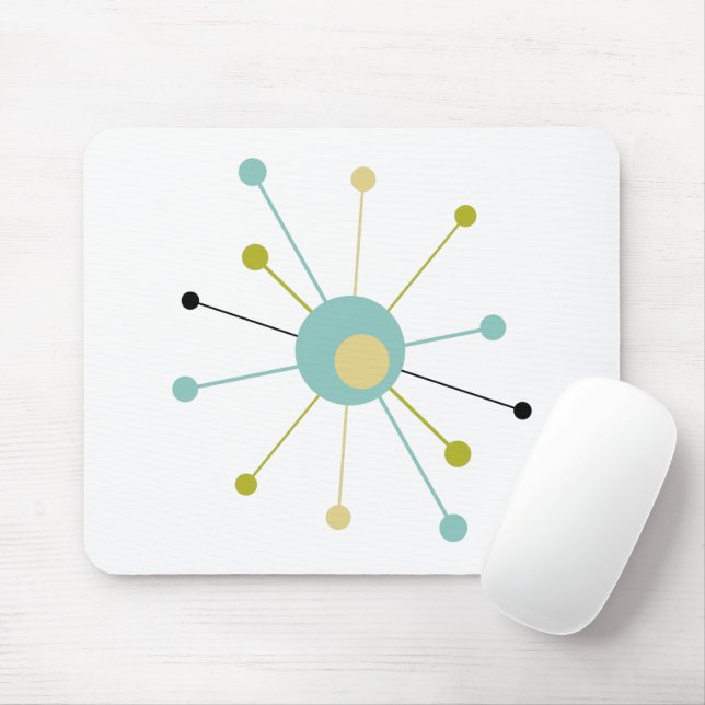 Aqua Blue Yellow Atomage Sternexplosion Mitte Jahr Mousepad (Mit Mouse)