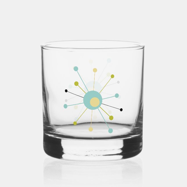 Aqua Blue Yellow Atomage Sternexplosion Mitte Jahr Whiskyglas (Vorderseite)