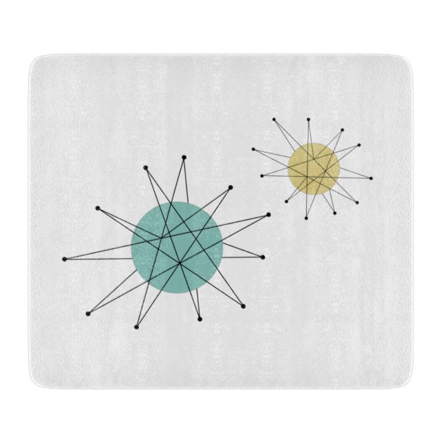 Aqua Blue Yellow Franciscan Sternexplosion Mitte d Schneidebrett (Vorderseite)