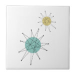 Aqua Blue Yellow Franciscan Sternexplosion Mitte J Fliese<br><div class="desc">Diese fabelhafte moderne Keramik-Kachel aus der Mitte des Jahrhunderts mit Francisca-Sternexplosionen in den Farben Aqua Blau,  Gelb und Schwarz,  die Ihrem Fliesenprojekt einen fröhlichen Glanz verleihen!</div>