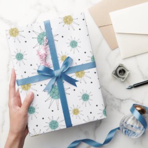 Aqua Blue Yellow Franciscan Sternexplosion Mitte J Geschenkpapier