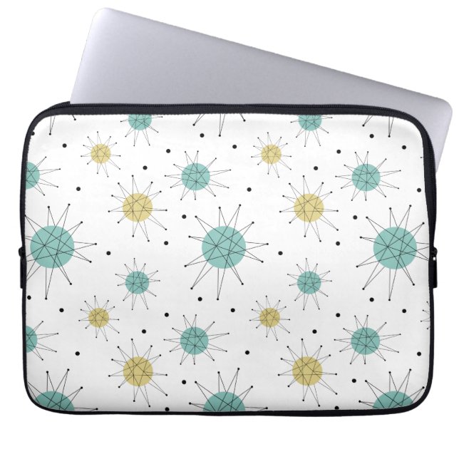 Aqua Blue Yellow Franciscan Sternexplosion Mitte J Laptopschutzhülle (Vorderseite)