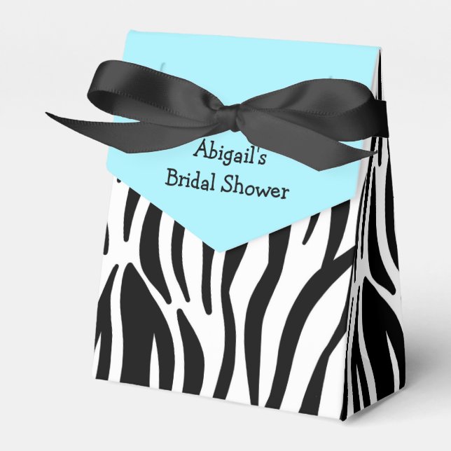Aqua Blue Zebra Print Brautparty Personalisiert Geschenkschachtel (Vorderseite)