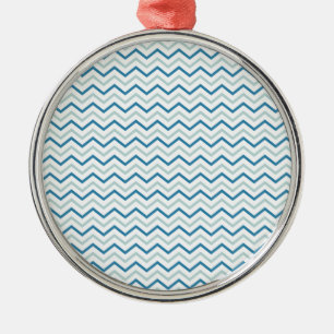 Aqua Blue Zickzack Pattern Silbernes Ornament