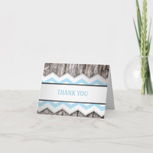 Aqua Blue Zickzack & Wood Rustic Danke Karten