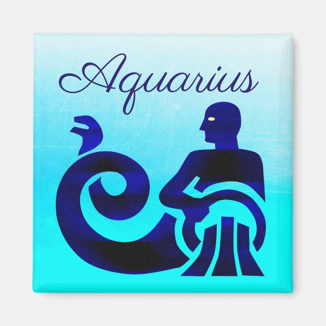 Aqua Blue Zodiac Sign Aquarius Magnet (Vorne)