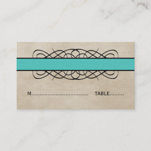 Aqua Blüh Border Wedding Platzkarte