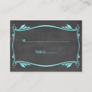 Aqua Blühe Chalkboard-Platzkarte Platzkarte