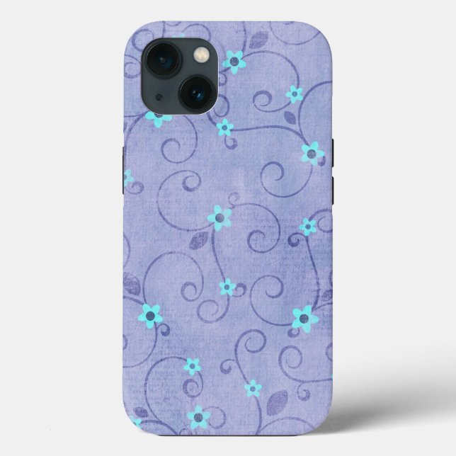 Aqua-Blume auf Lila Case-Mate iPhone Hülle (Rückseite)