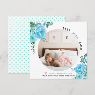 Aqua Blume Best Mama Ever Mother Day Foto Feiertagskarte