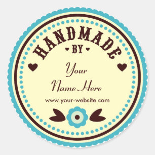 Aqua-Blume handgemacht durch personalisierte Runder Aufkleber