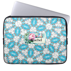 Aqua Blume Pattern Laptopschutzhülle