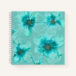 Aqua Blume Square Notebook Notizbuch