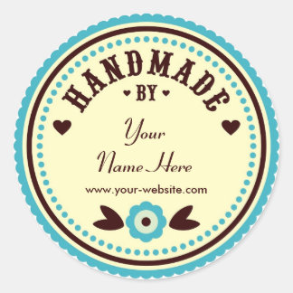 Aqua-Blume von Personalisierten Aufklebern handgef Runder Aufkleber