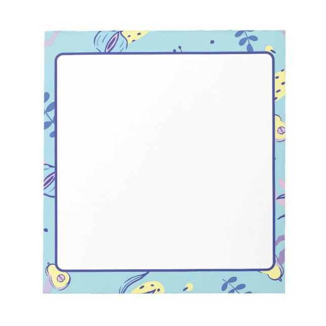 Aqua Blumenmuster Alltag Notizblock (Vorderseite)
