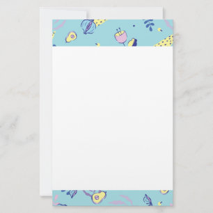 Aqua-Blumenmuster-Schreibwarenpapier Briefpapier