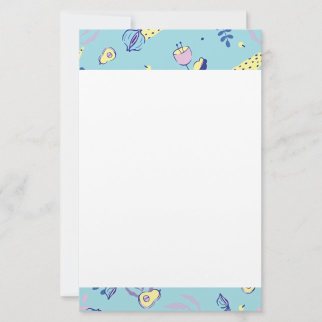 Aqua-Blumenmuster-Schreibwarenpapier Briefpapier (Vorderseite)