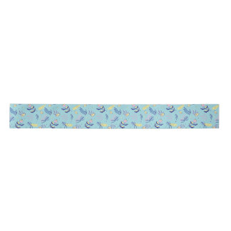 Aqua Blumenmusterband Satinband