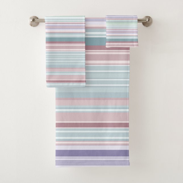 Aqua, Blush and Lavender Stripes Badhandtuch Set (Insitu)