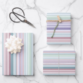 Aqua, Blush and Lavender Stripes Geschenkpapier Set