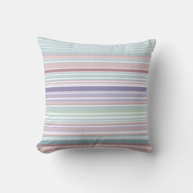 Aqua, Blush and Lavender Stripes Kissen (Vorderseite)