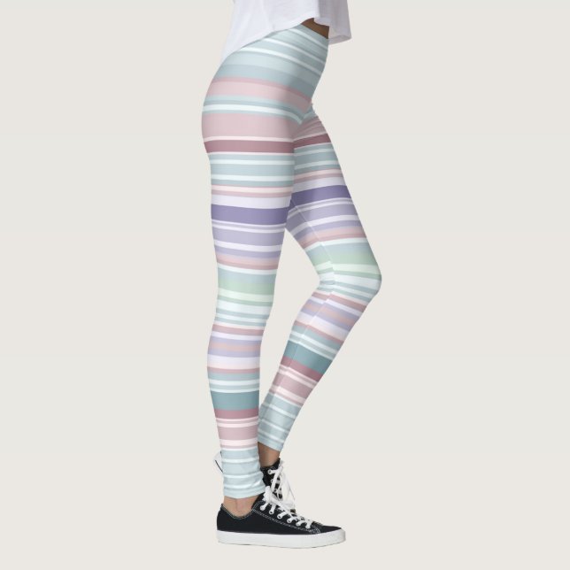 Aqua, Blush and Lavender Stripes Leggings (Rechts)