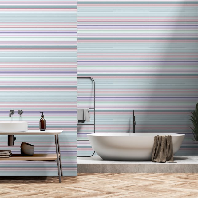 Aqua, Blush and Lavender Stripes Tapete (Badezimmer)