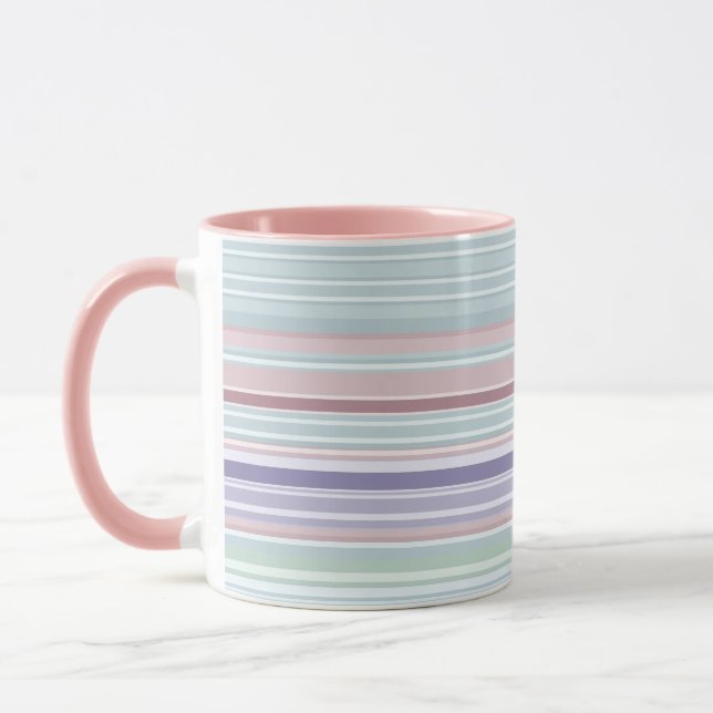 Aqua, Blush and Lavender Stripes Tasse (Links)