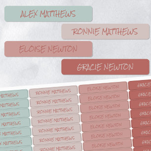 Aqua Blush Color Coded Pennenname Wasserdicht Etiketten