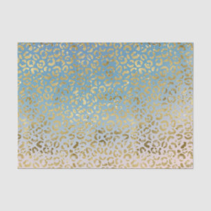 Aqua Blush Gold Leopard Print Seidenpapier
