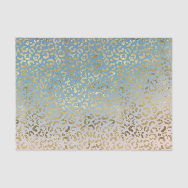 Aqua Blush Gold Leopard Print      Seidenpapier (Vorderseite)