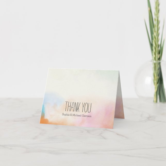 Aqua Blush Pink Orange Gefärbte Krawatte Aqua Blus Dankeskarte (Vorderseite)