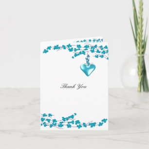 Aqua-Blüten mit Herzlichen Dank Dankeskarte