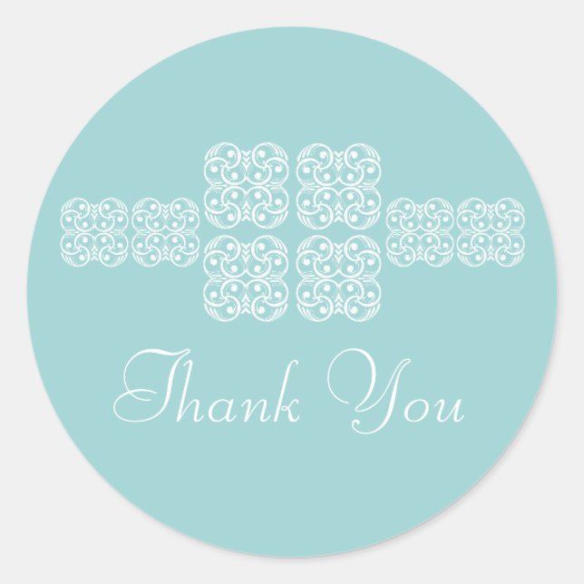 Aqua Bohemisch Chic Danke Stickers (Vorderseite)