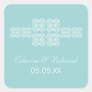 Aqua Bohemisch Chic Wedding Stickers